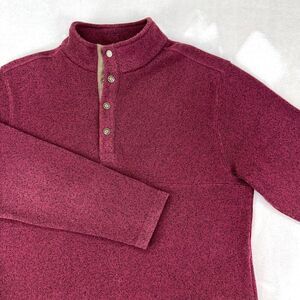 sahalie Sweatshirt Mens Large Burgundy 1/4‎ Snap Fleece Better Sweater Pullover